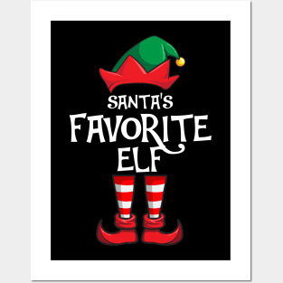 Santa's Favorite Elf Matching Family Christmas Posters and Art